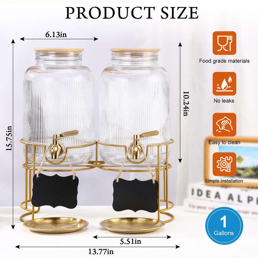 1 Gallon Stainless Steel Beverage Dispenser with Stand and Spigot Z484325