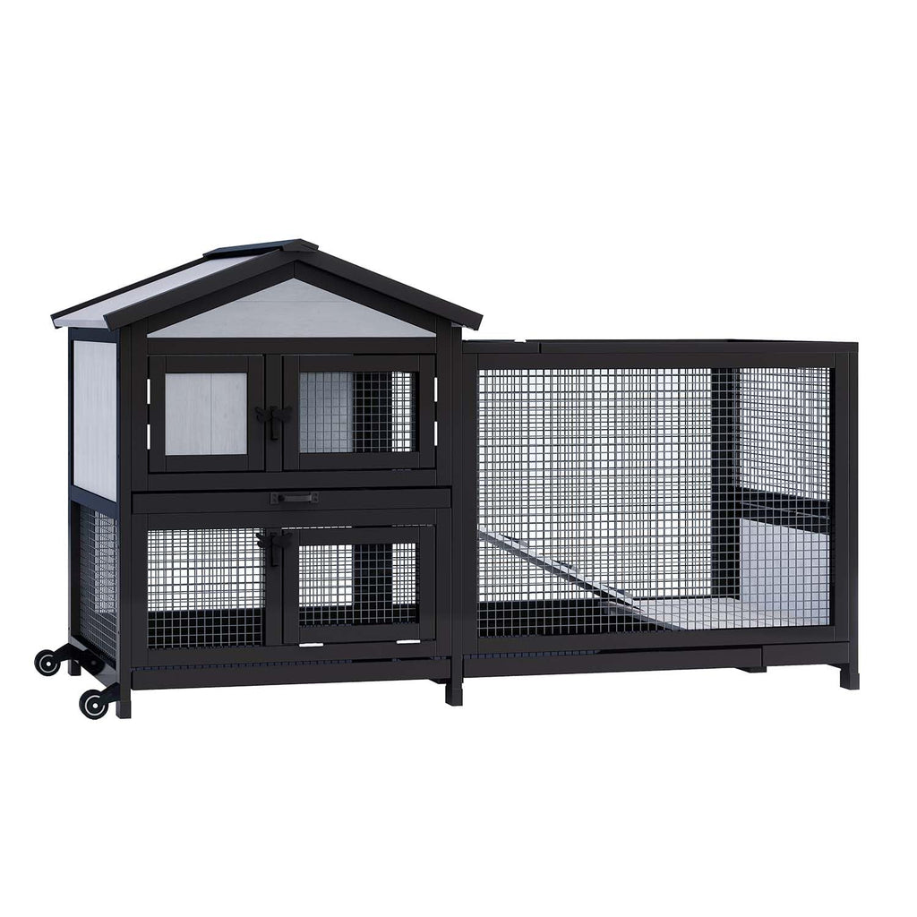 Black 2-Story Rabbit Hutch with Pull Out Tray K219135