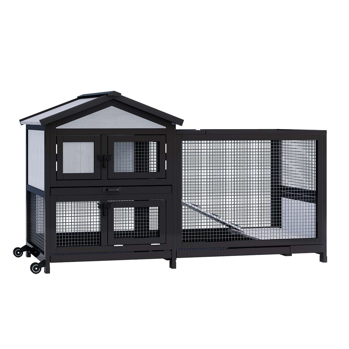 Black 2-Story Rabbit Hutch with Pull Out Tray K219135