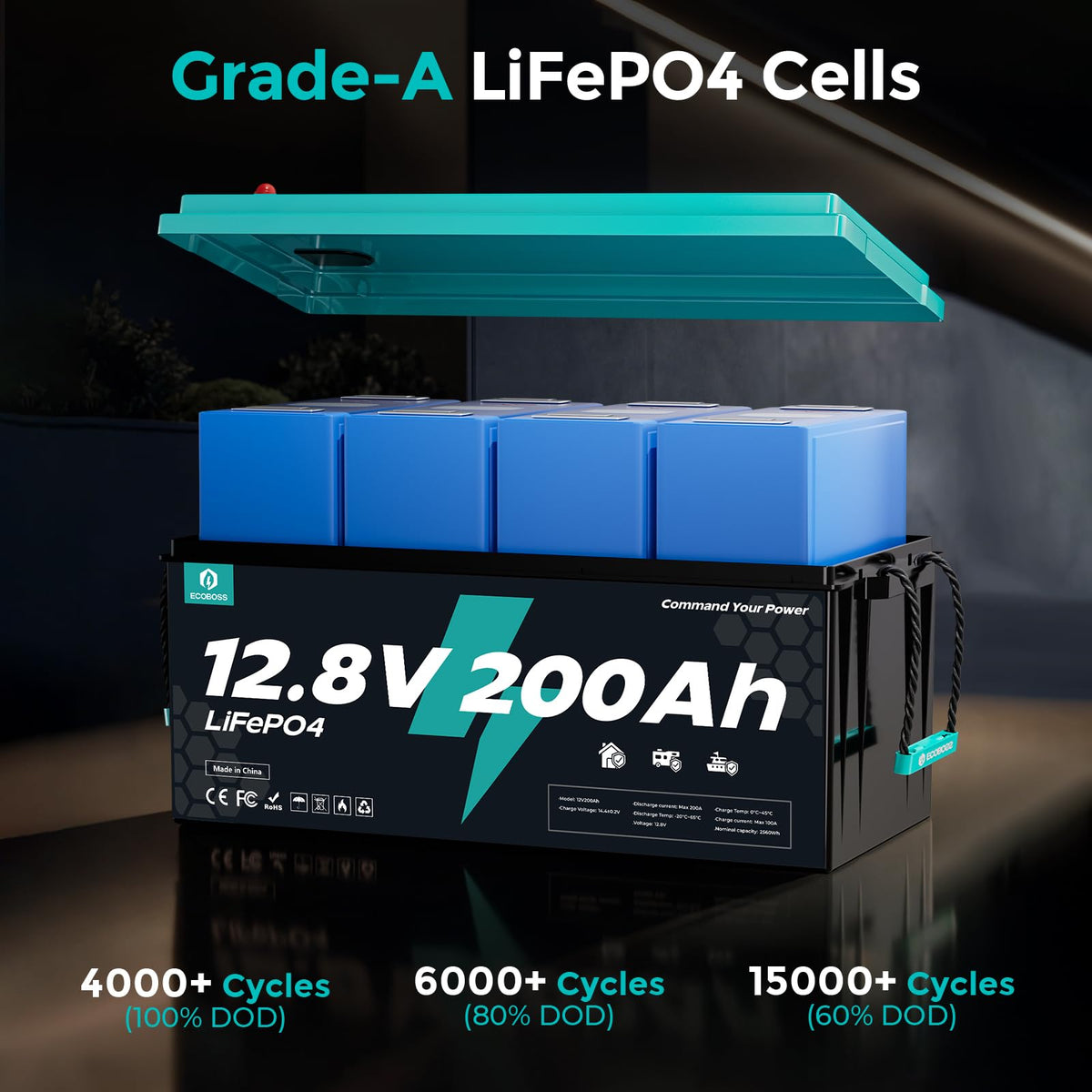 12V 200Ah LiFePO4 Battery H3903