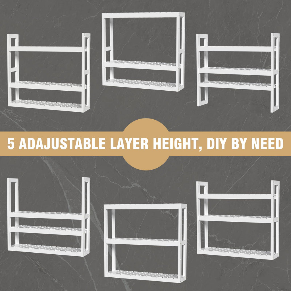White 3 Tier Bamboo Bathroom Shelves G64885
