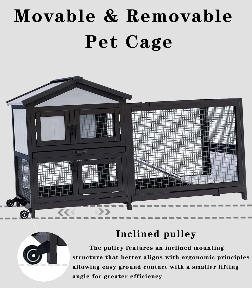 Black 2-Story Rabbit Hutch with Pull Out Tray K219135