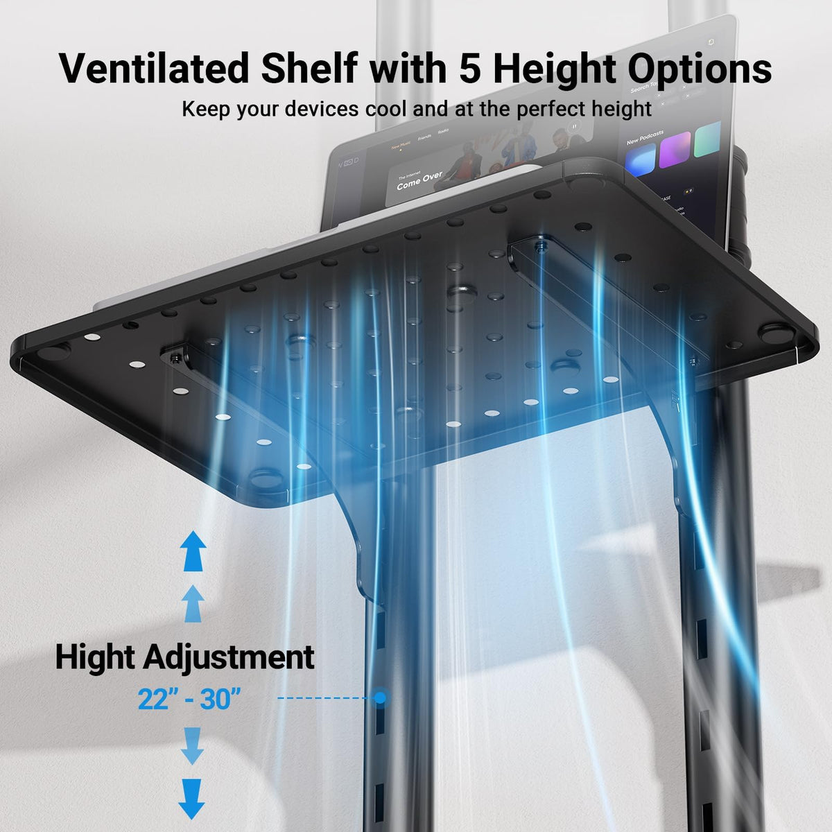 Rolling TV Stand on Wheels for 32-83 Inch Screens up to 110lbs E571