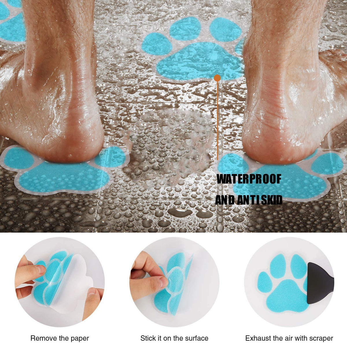 12 Pcs Non-Slip Bathtub Stickers Blue Z83783