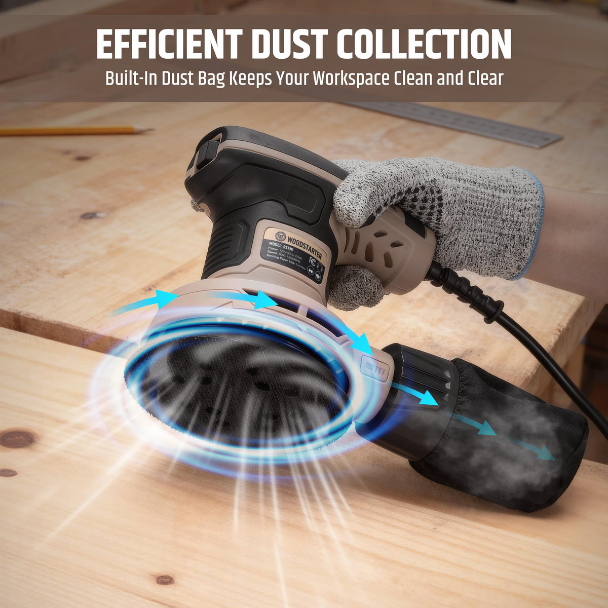 5-Inch Variable Speed Random Orbital Sander with Dust Bag C614809