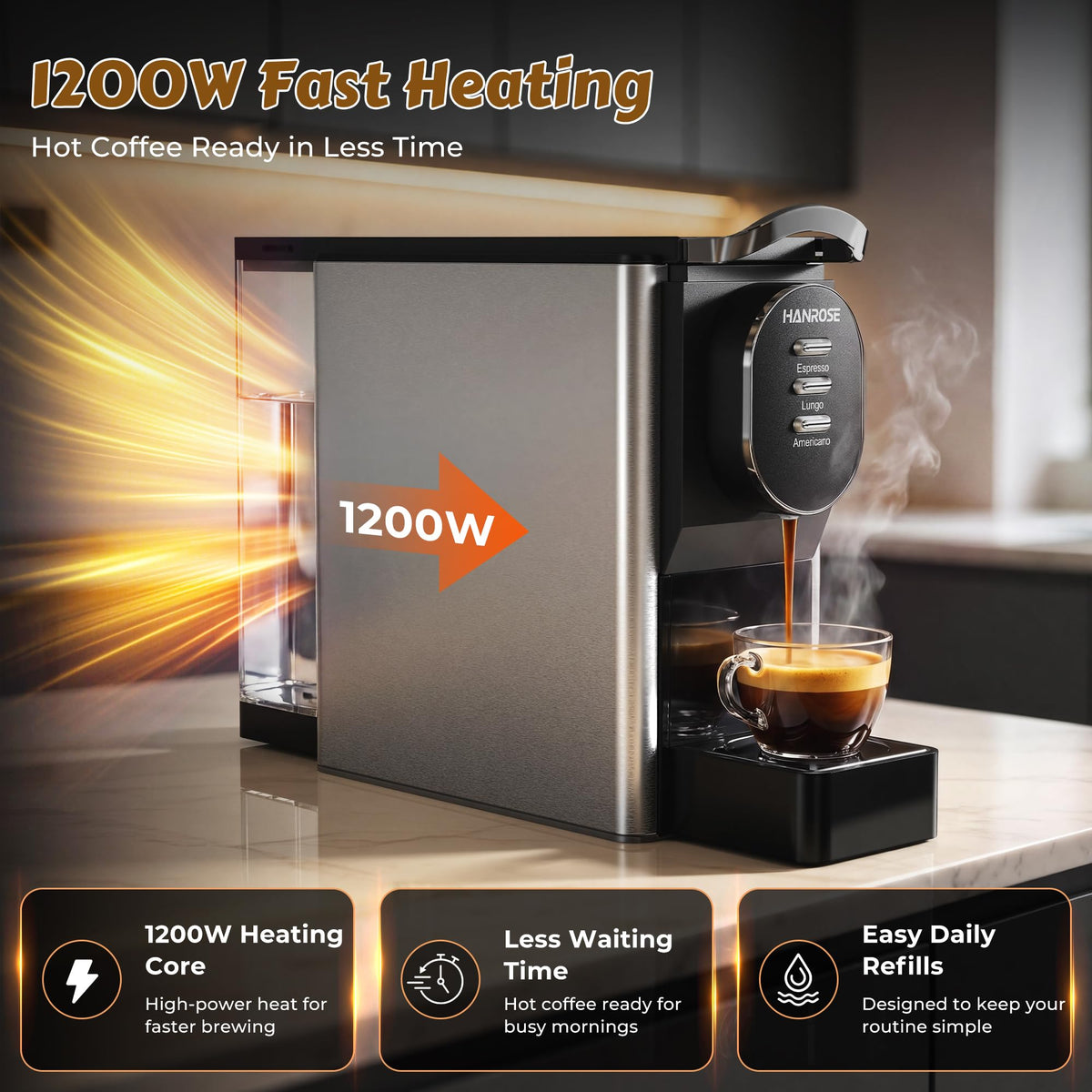 Stainless Steel 20 Bar Espresso Machine A771