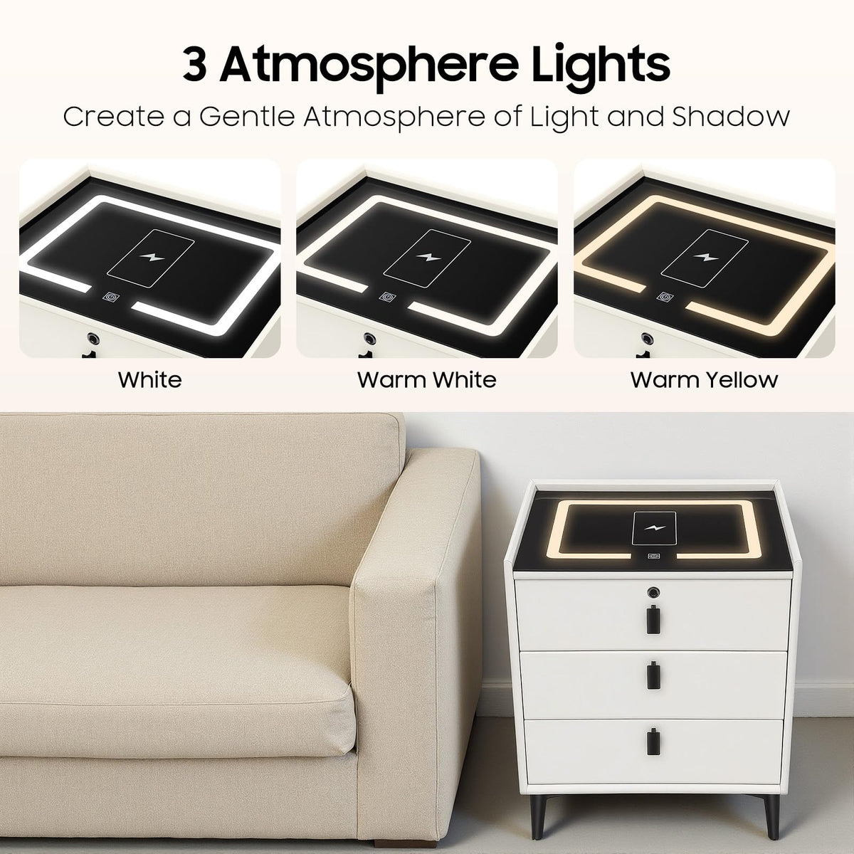 3 Drawer Nightstand with Charging Station N99356
