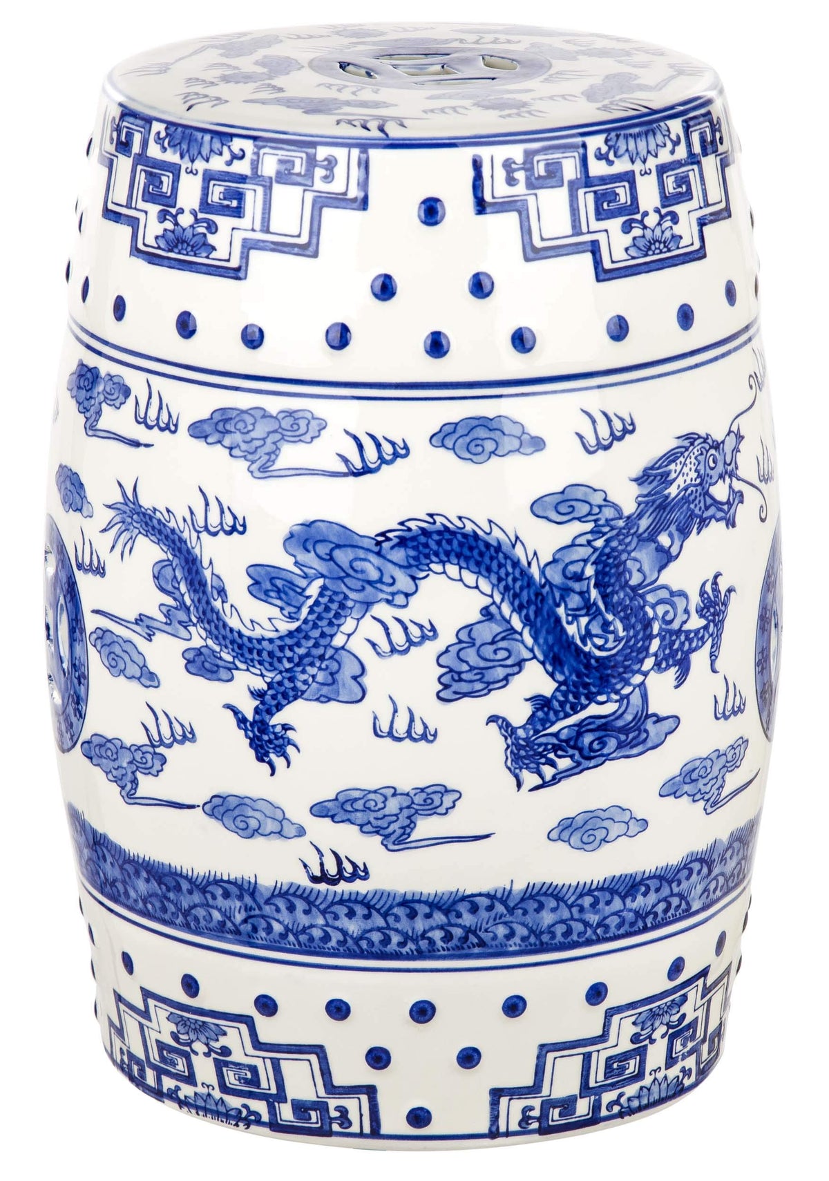 Blue Ceramic Garden Stool V3710