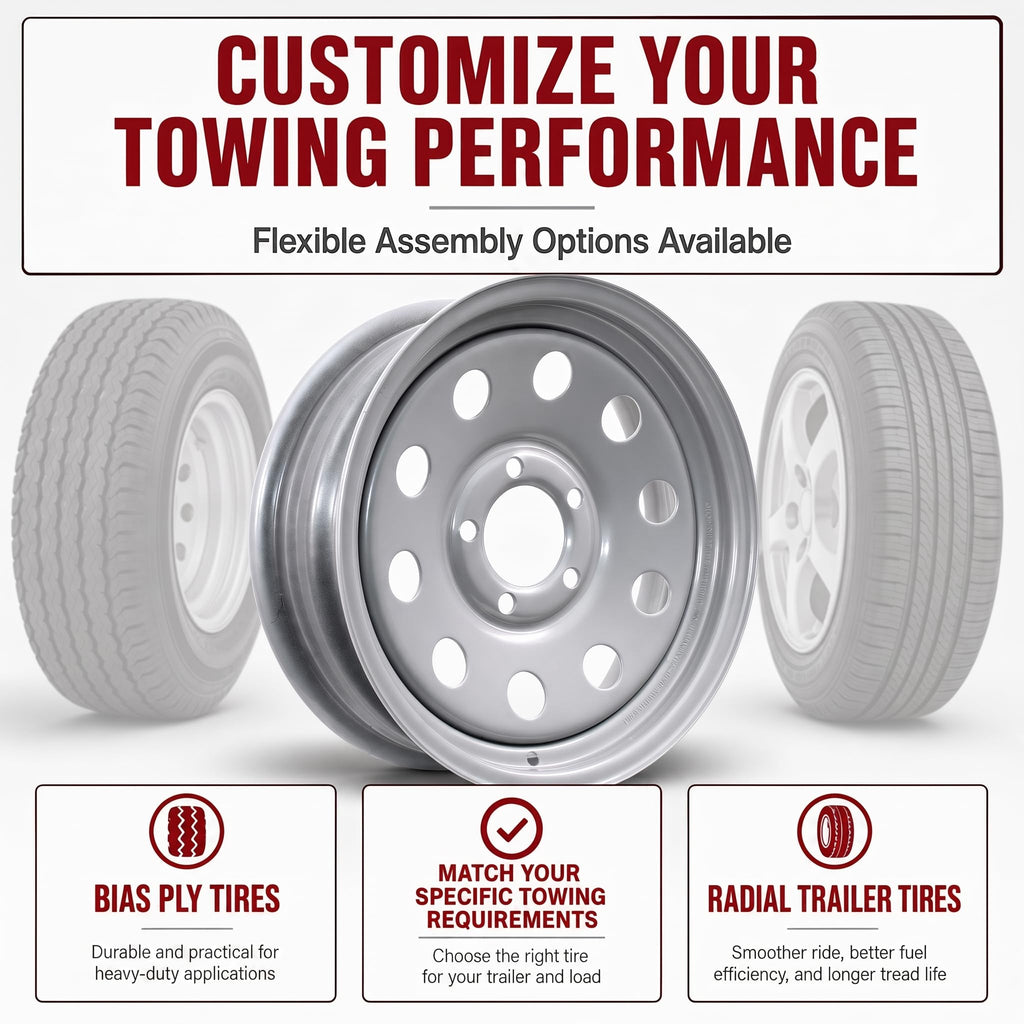15 Inch 5 Lug Silver Trailer Wheel Q71062