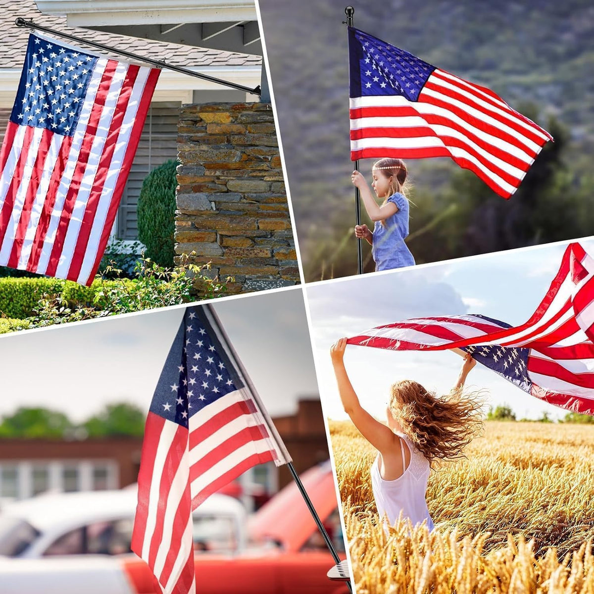 3x5 Embroidered American Flag with 5ft Flag Pole P802