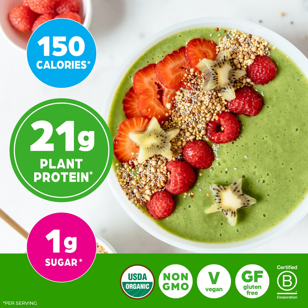 Organic Vegan Protein Powder + Greens Vanilla Bean 21g Plant Based Gluten Free Dairy Free 1.94lb T97235