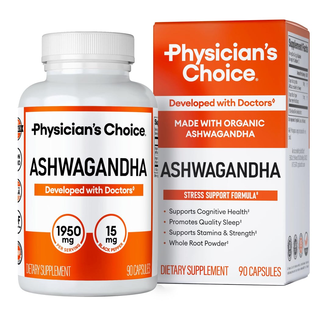 Organic Ashwagandha Root Powder 1950mg 90 Veggie Capsules A6788