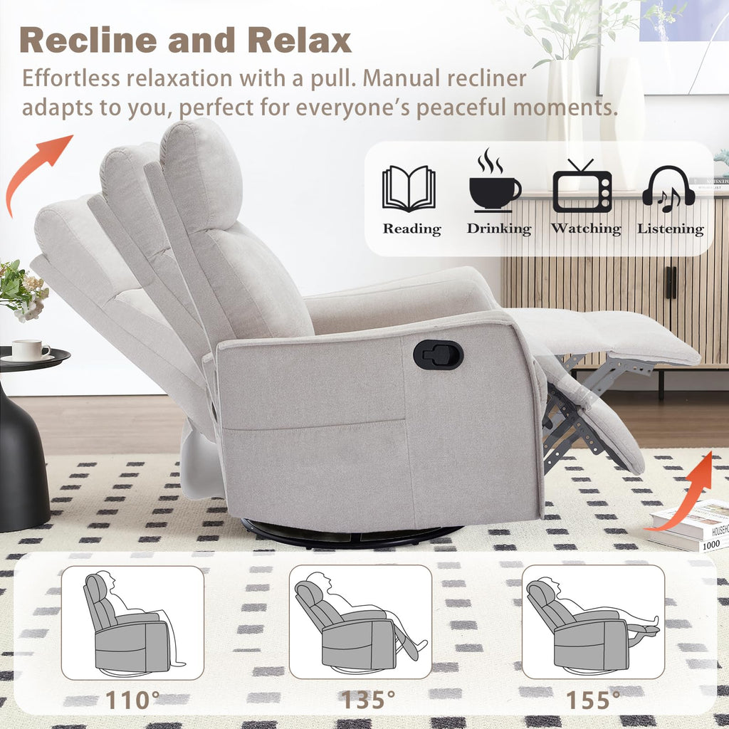 Swivel Rocker Recliner Chair with Heated Massage B913938