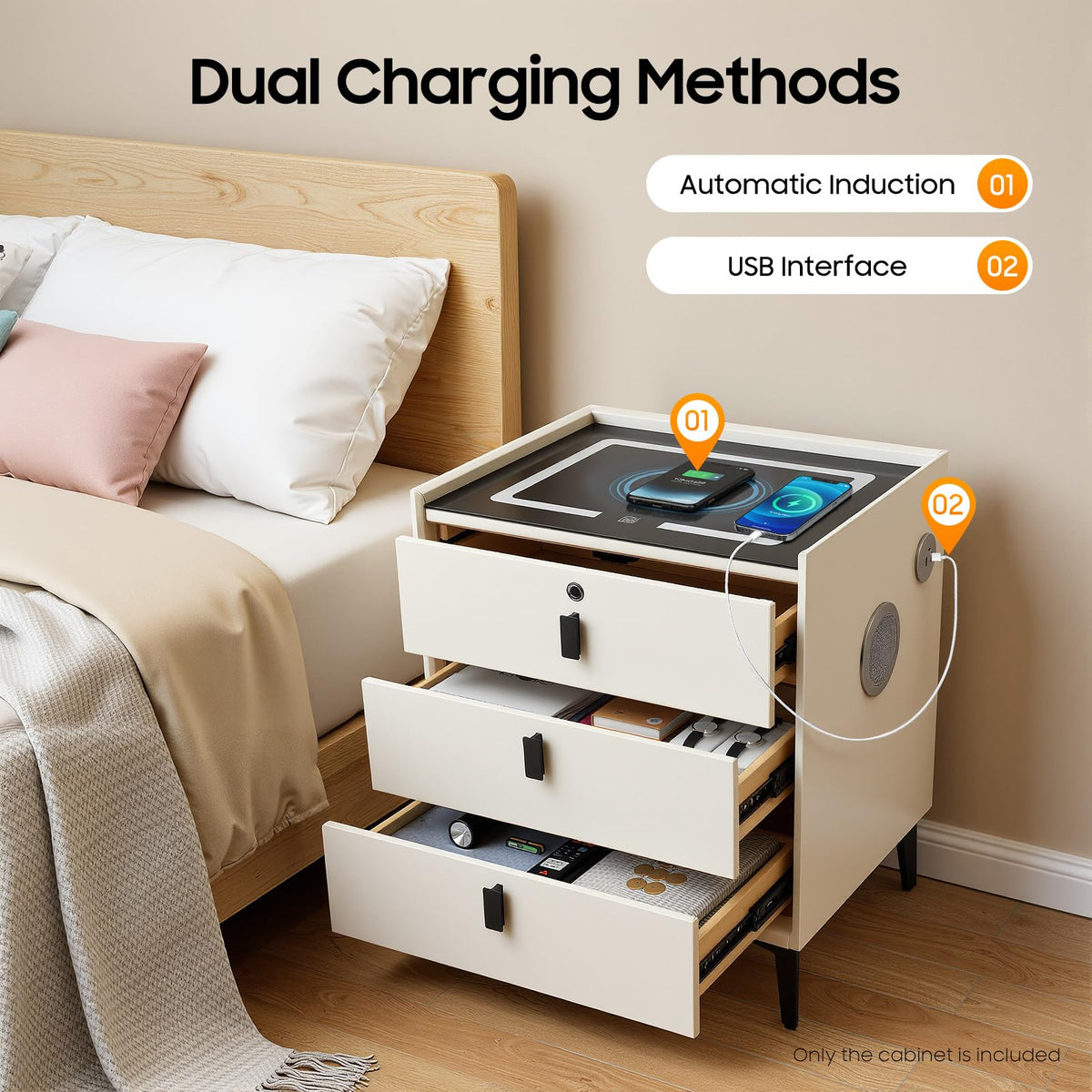 3 Drawer Nightstand with Charging Station N99356