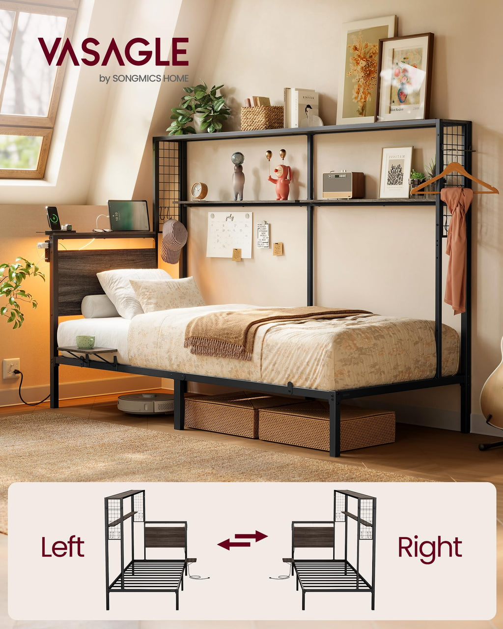 Twin Size Metal Bed Frame with Headboard L1957