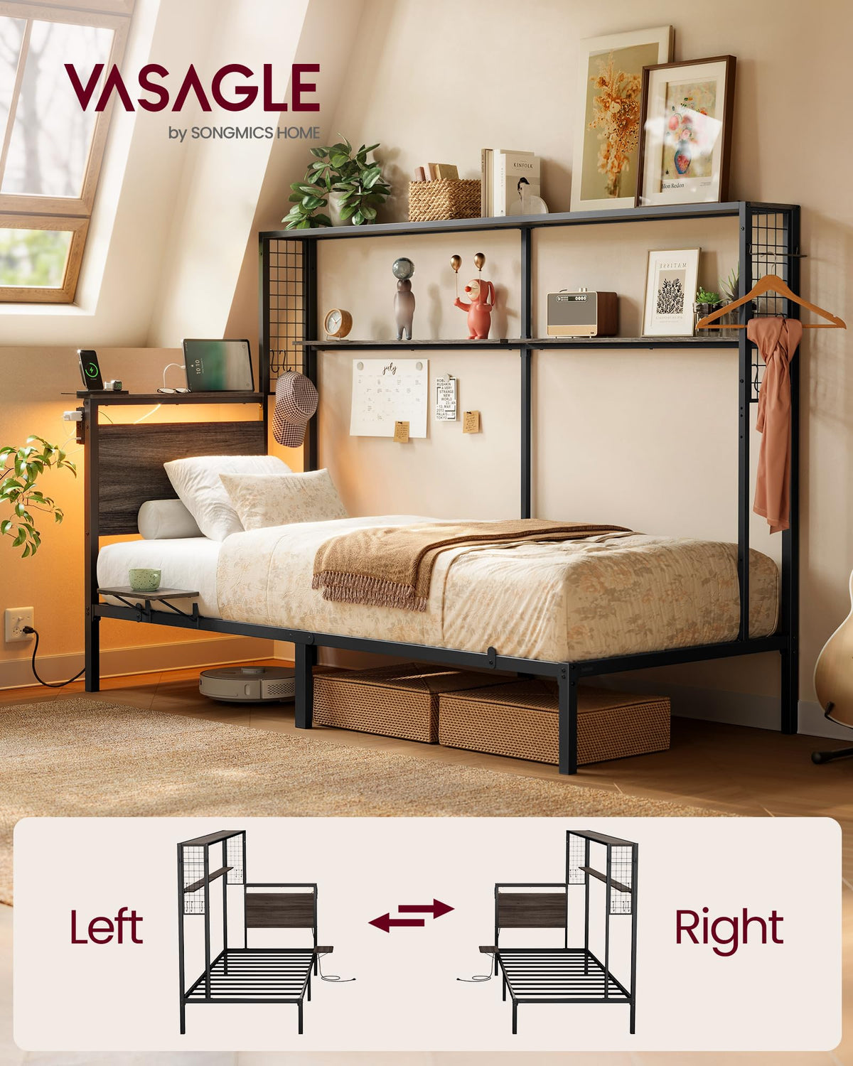 Twin Size Metal Bed Frame with Headboard L1957