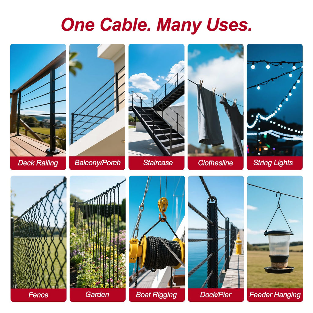 Black 1/8in T316 Stainless Steel Wire Rope T89936