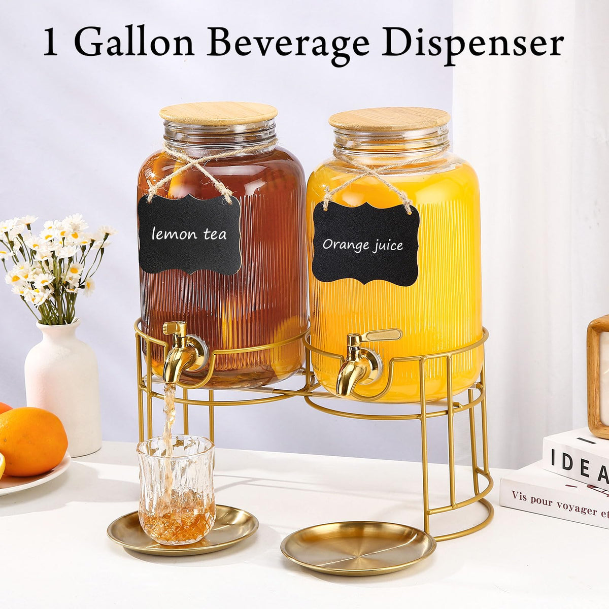 1 Gallon Stainless Steel Beverage Dispenser with Stand and Spigot Z484325