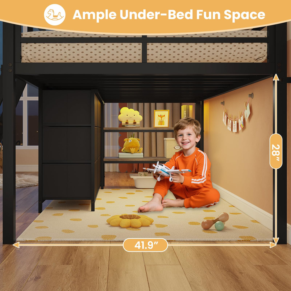 Twin Size Loft Bed with 9 Storage Drawers C826494
