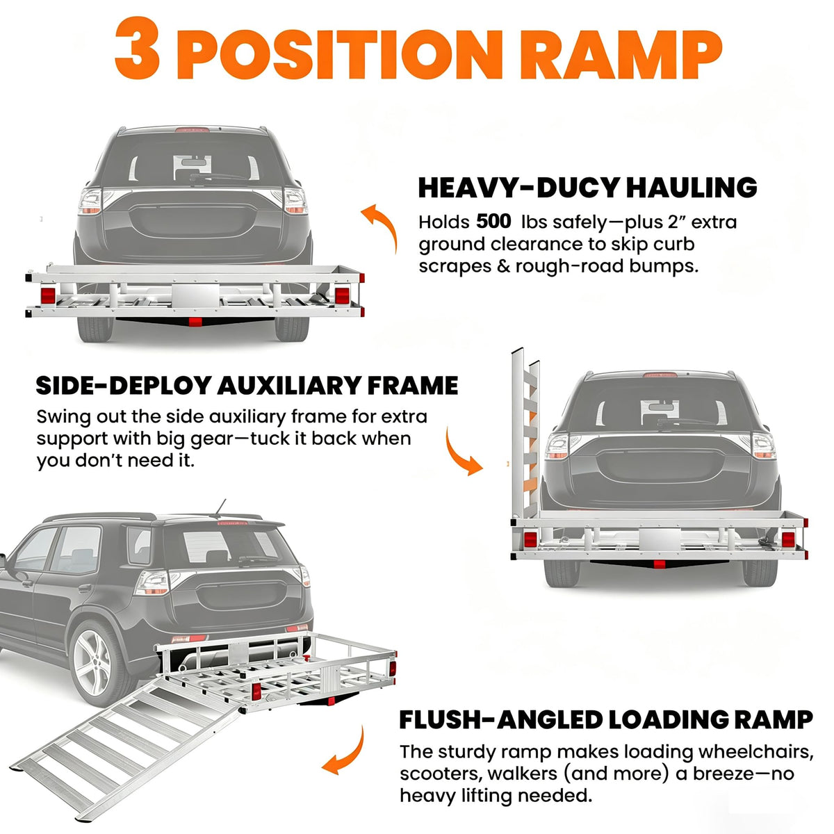 Aluminum Hitch Cargo Carrier with Ramp D28811
