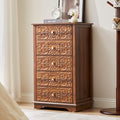 5 Drawer Narrow Wooden Dresser with Gold Handles N587