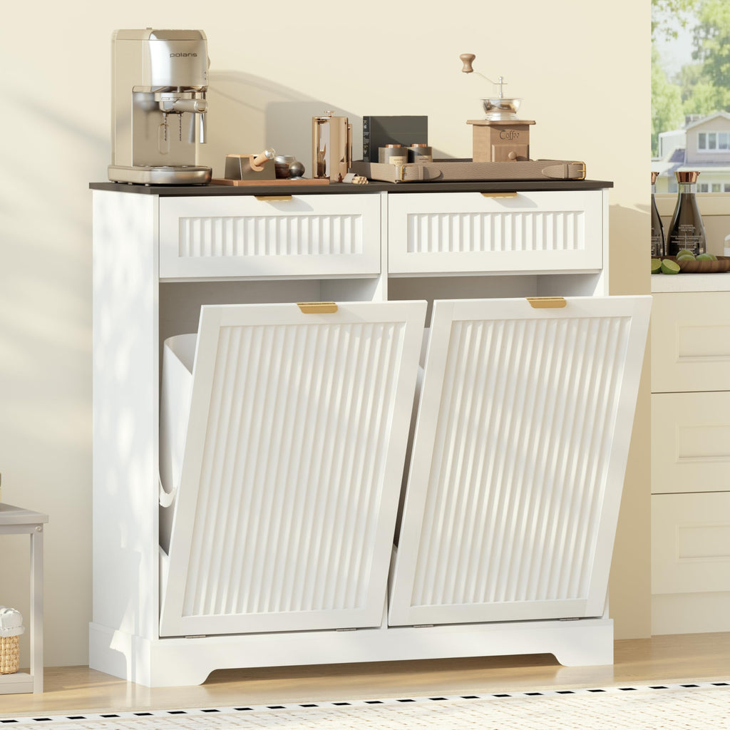 13 Gallon Tilt Out Trash Can Cabinet with Drawer K183