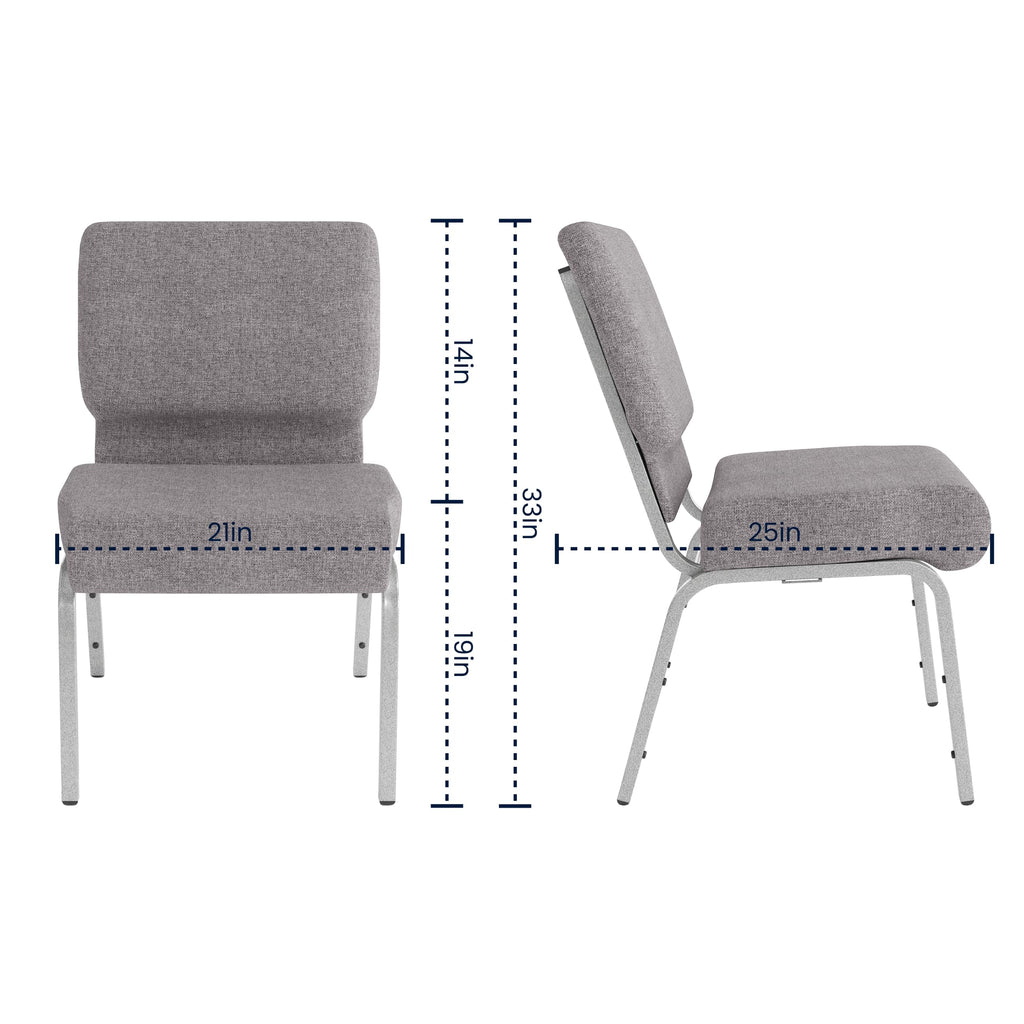 4 Pack Stacking Church Chair in Gray Fabric O91310