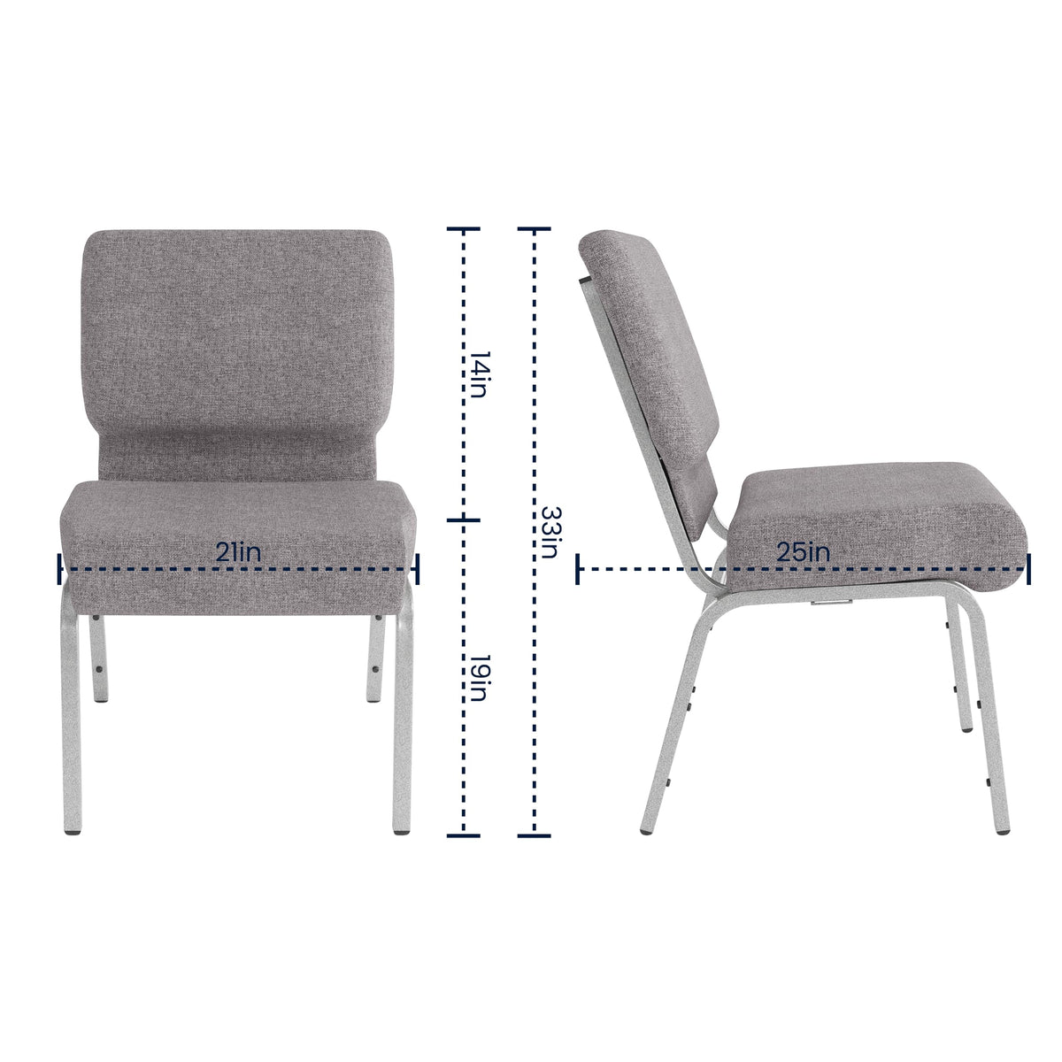 4 Pack Stacking Church Chair in Gray Fabric O91310