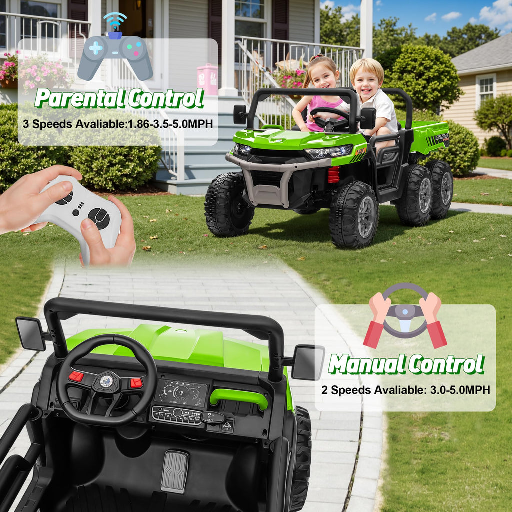 24V 2 Seater 4WD 6-Wheels Battery Powered Ride On Dump Truck A64984