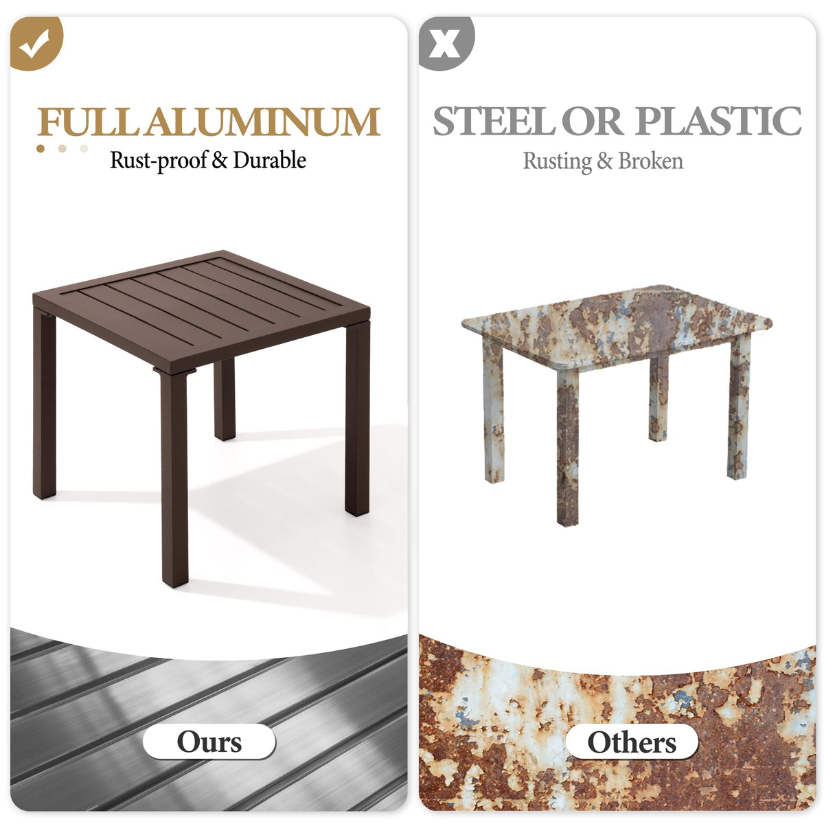 Aluminum Outdoor Side Table Set of 2 E506