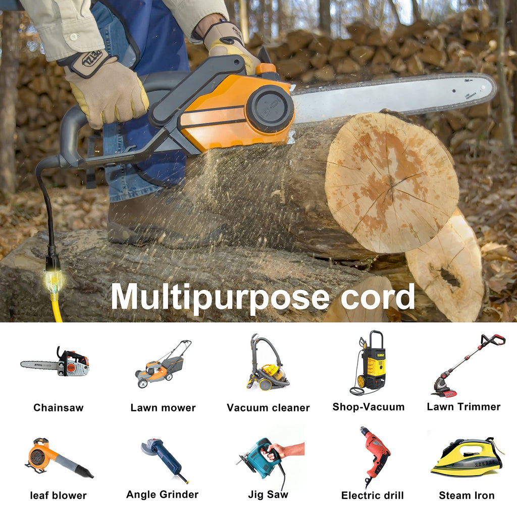100 FT 12/3 Gauge Heavy Duty Outdoor Extension Cord Waterproof G837