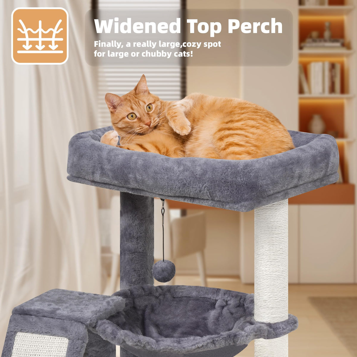 Cat Tree with Scratching Post and Hammock, Grey Y28422