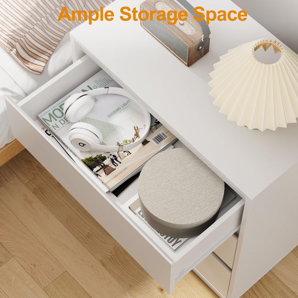White 3 Drawer Nightstand B7736