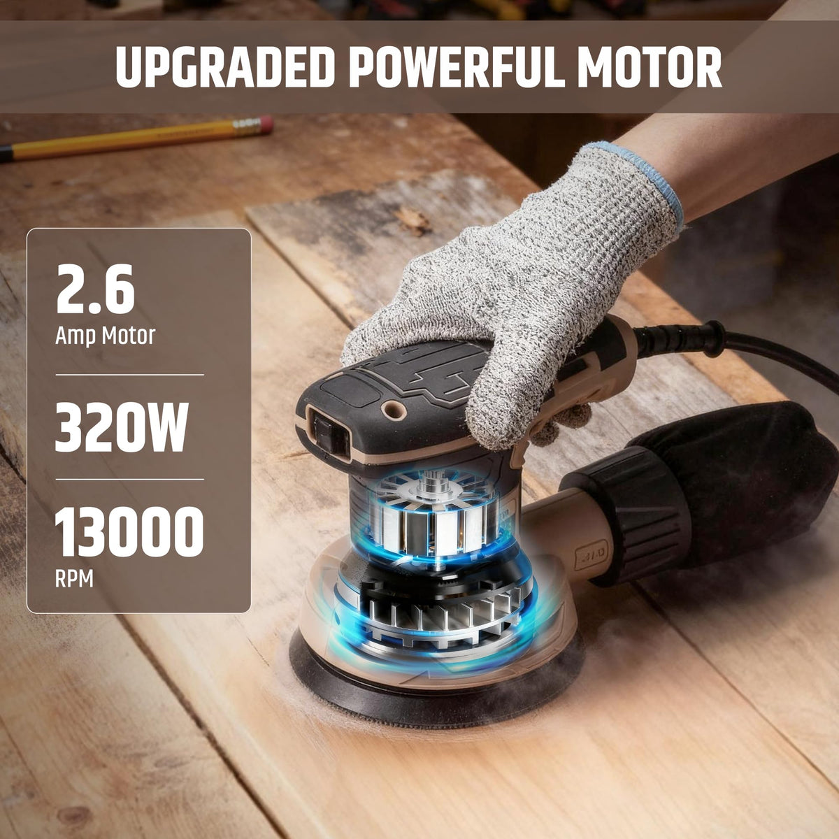 5-Inch Variable Speed Random Orbital Sander with Dust Bag C614809