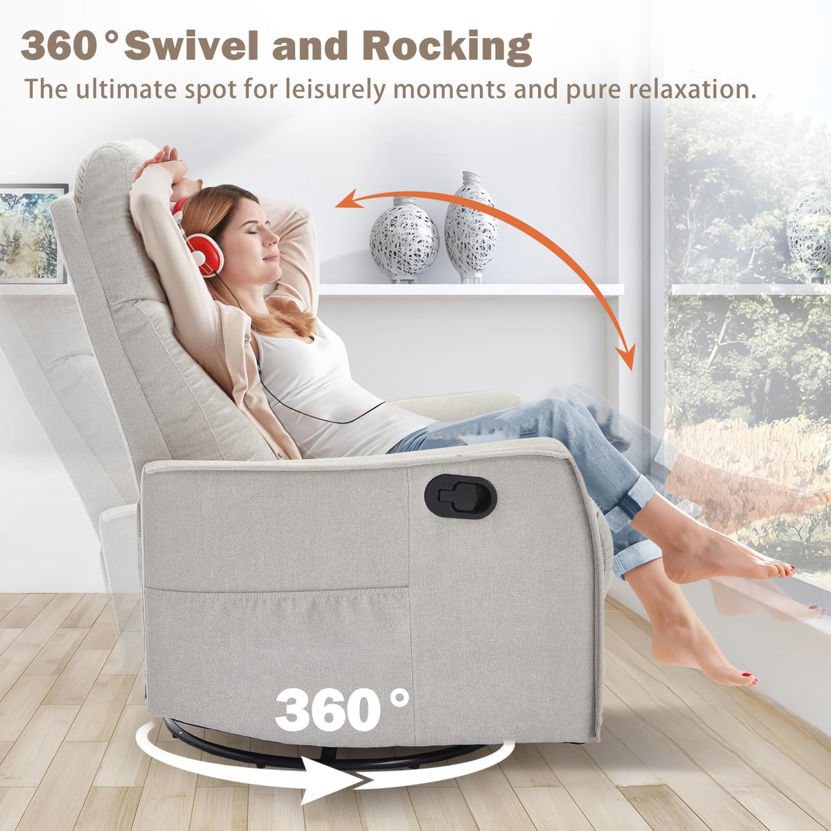 Swivel Rocker Recliner Chair with Heated Massage B913938