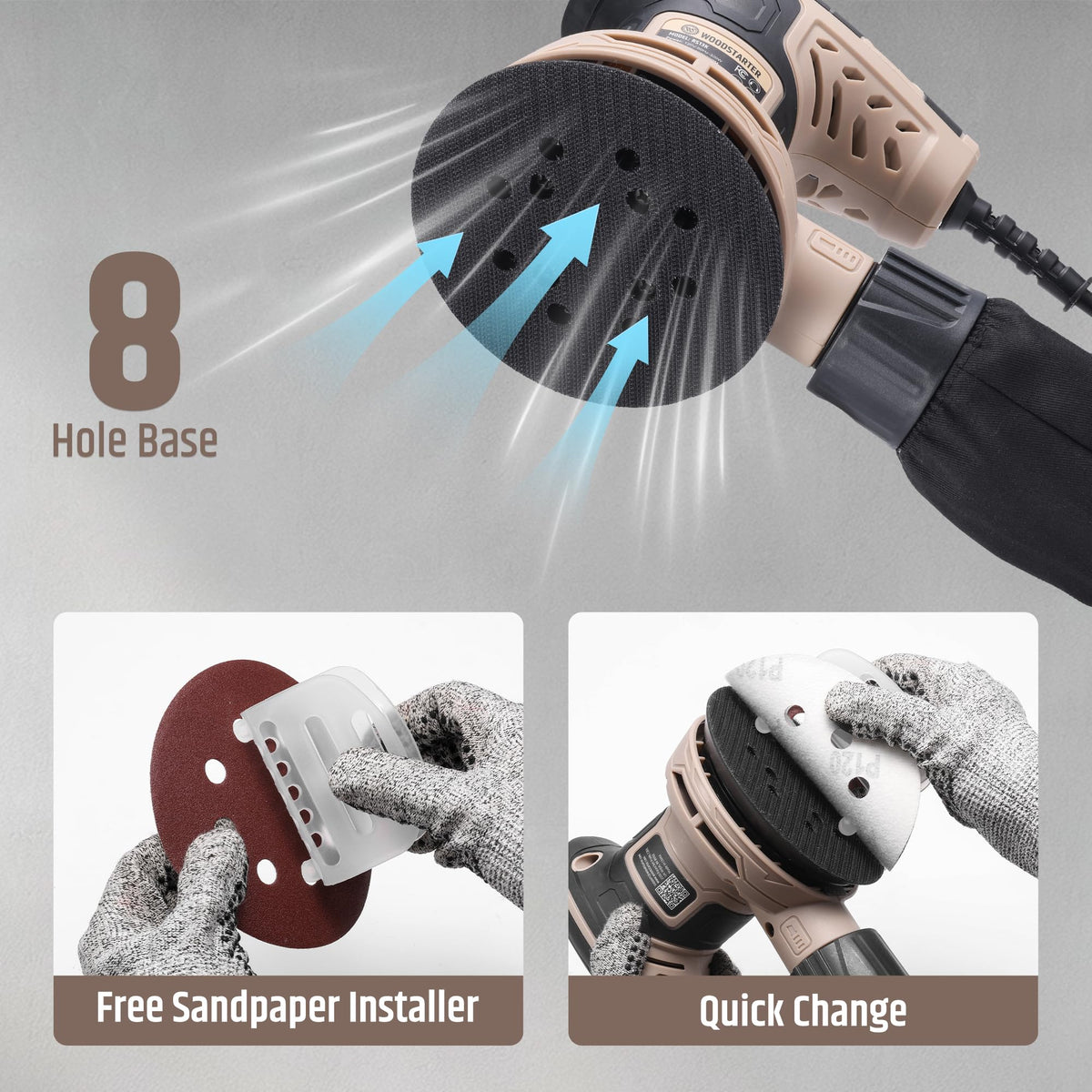 5-Inch Variable Speed Random Orbital Sander with Dust Bag C614809