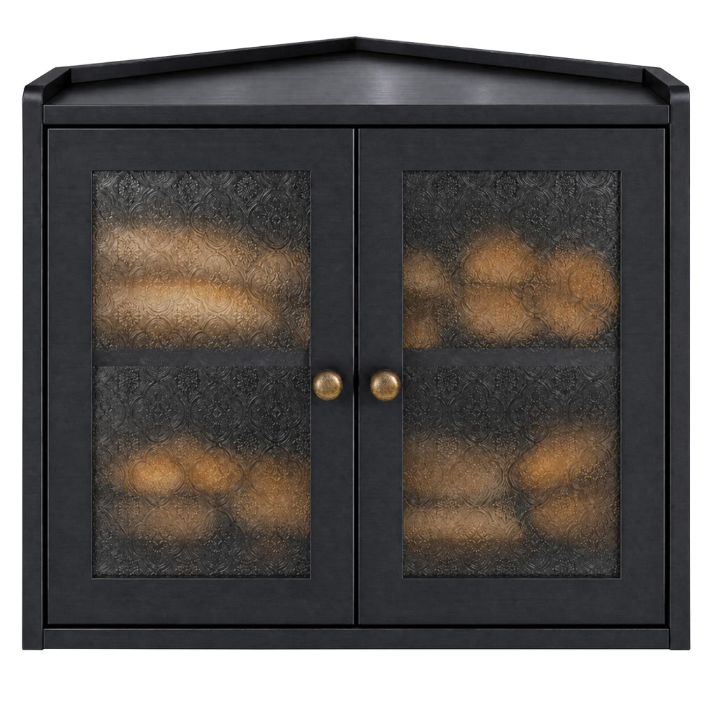 Black 2-Tier Wooden Corner Bread Box R745486