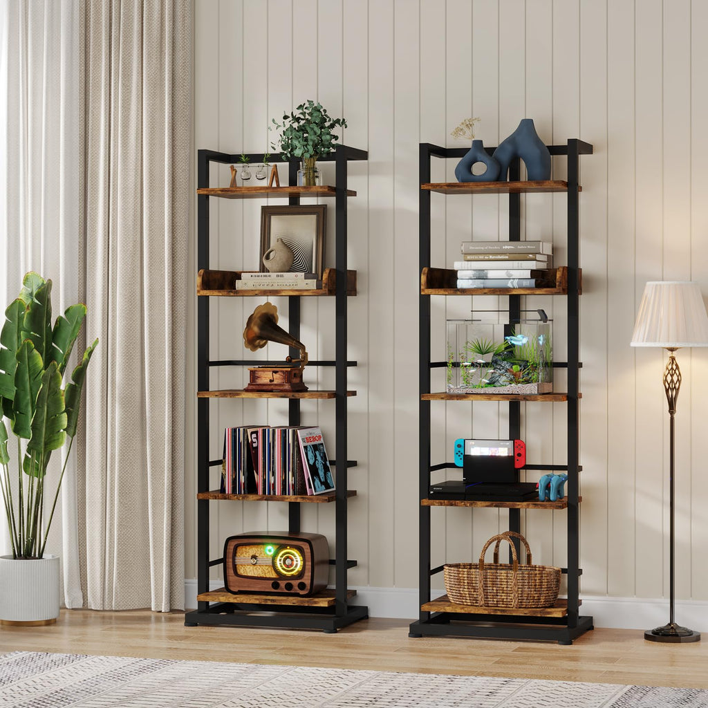 5 Tier Wood Bookcase with Metal Edge Protection E7730