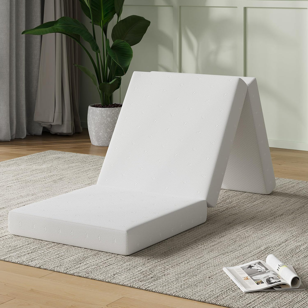 Foldable Foam Mattress Topper, Single Size 4 Inch B349978