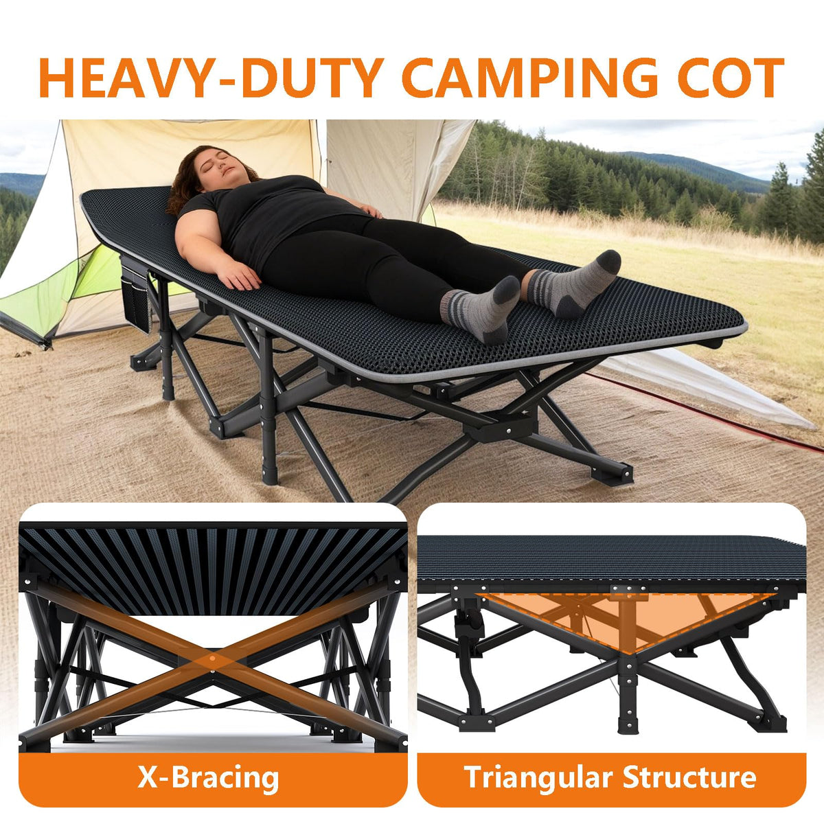 31.5" Wide Camping Cot with Pad E69959