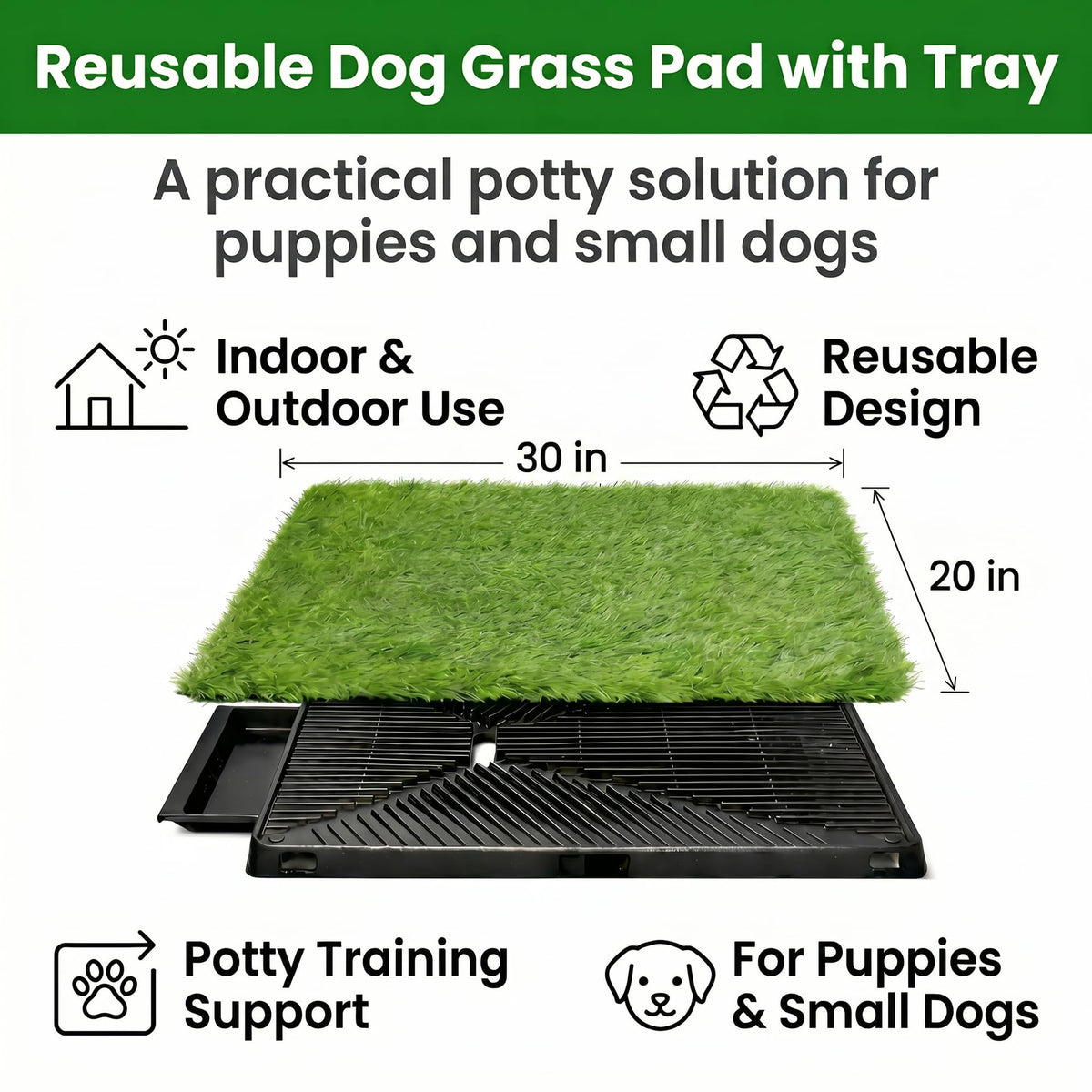 Dog Grass Pad with Tray 30 x 20 in G415
