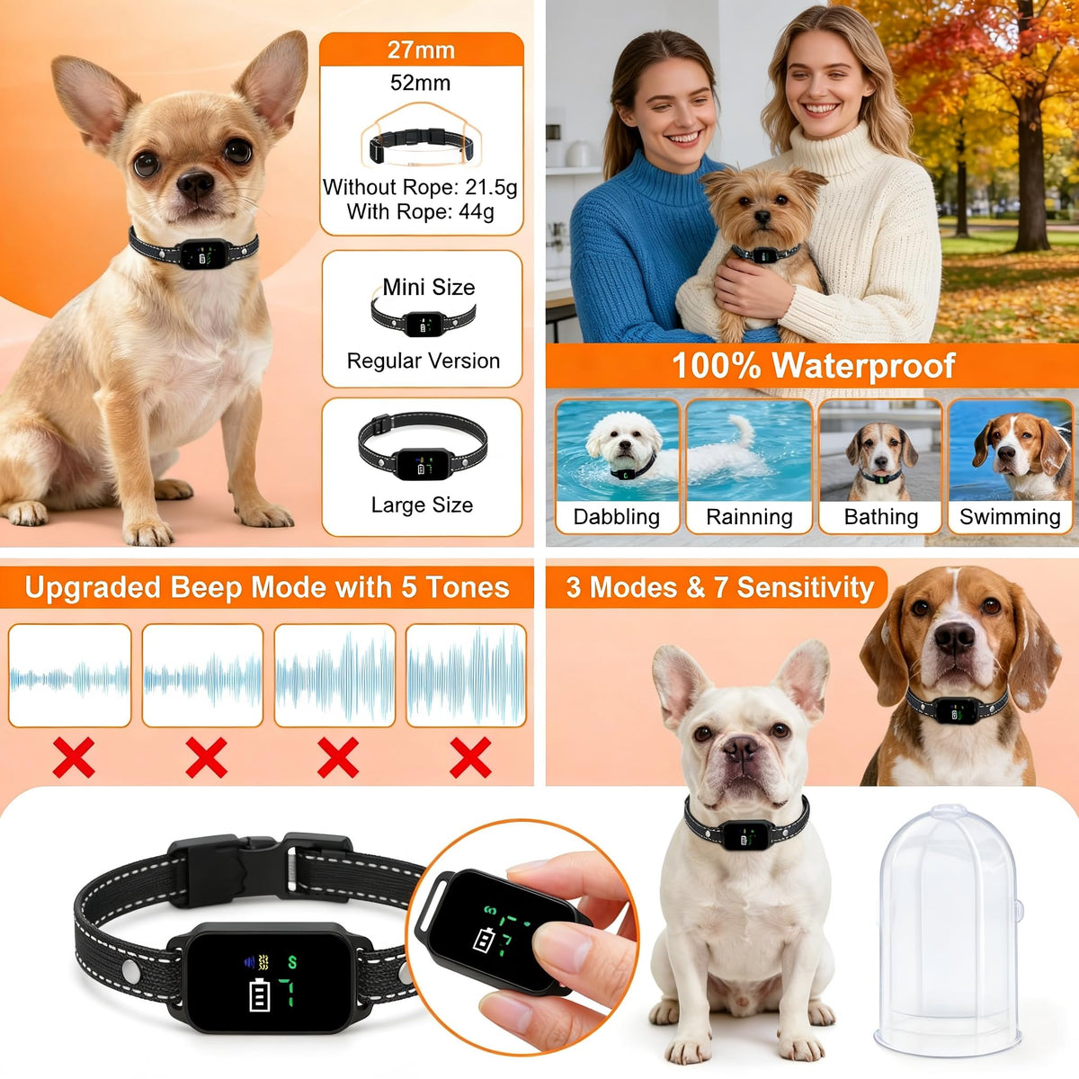2 Pack Small Anti Barking Training Collar K329459