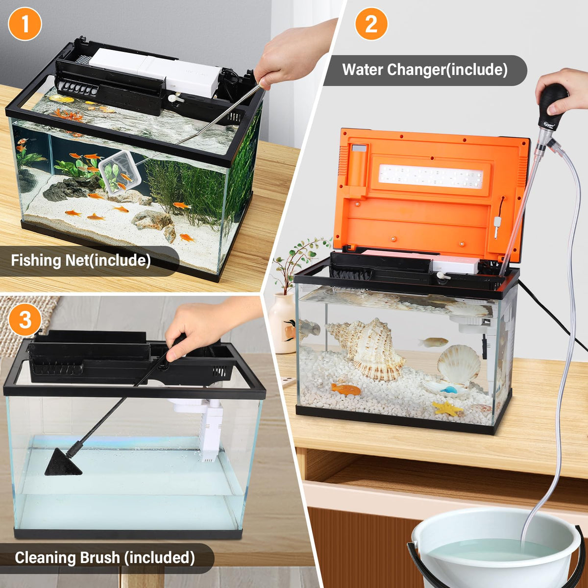 10 Gallon Glass Aquarium Starter Kit with Light Heater Pump Filter H74010