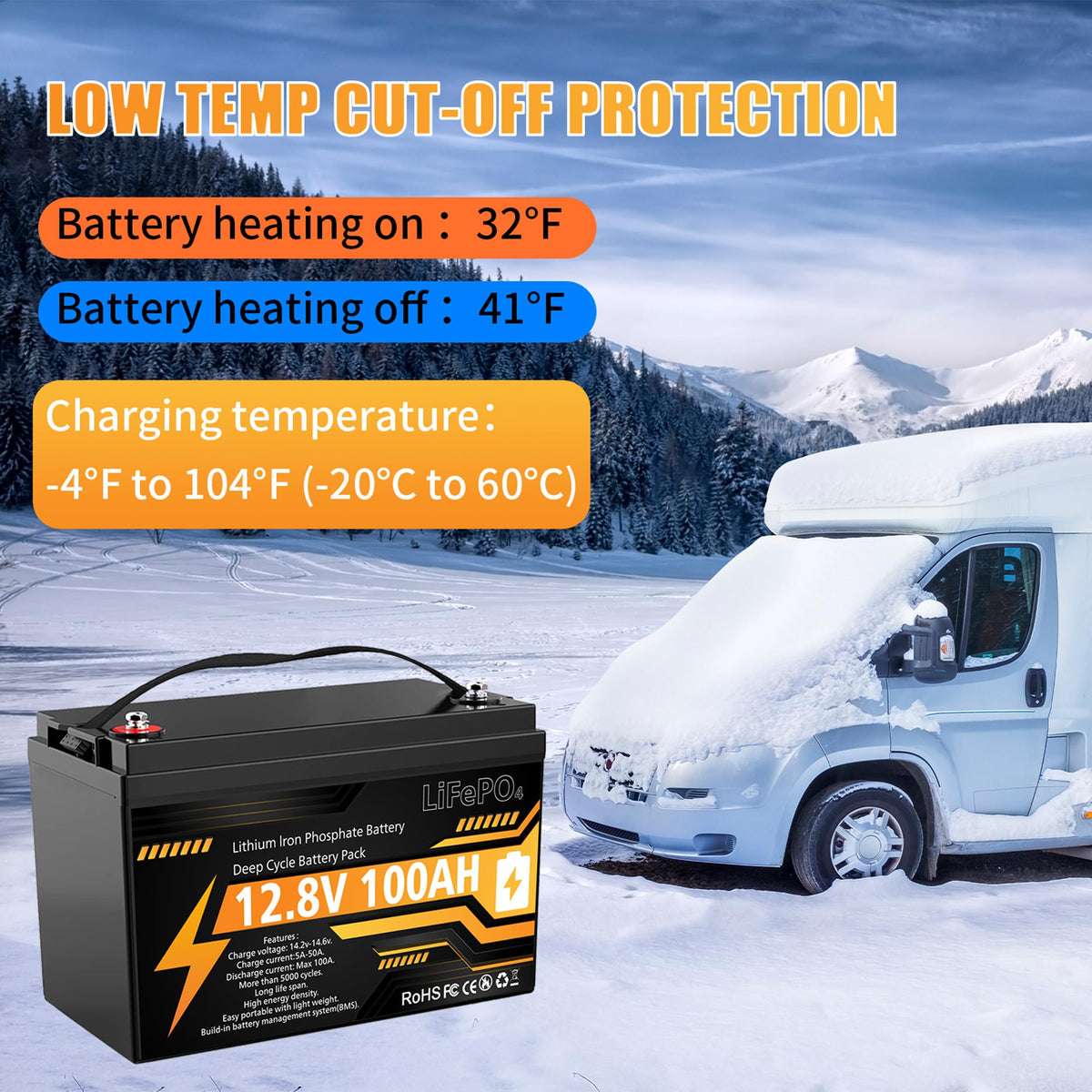 12V 100Ah LiFePO4 Deep Cycle Battery D869