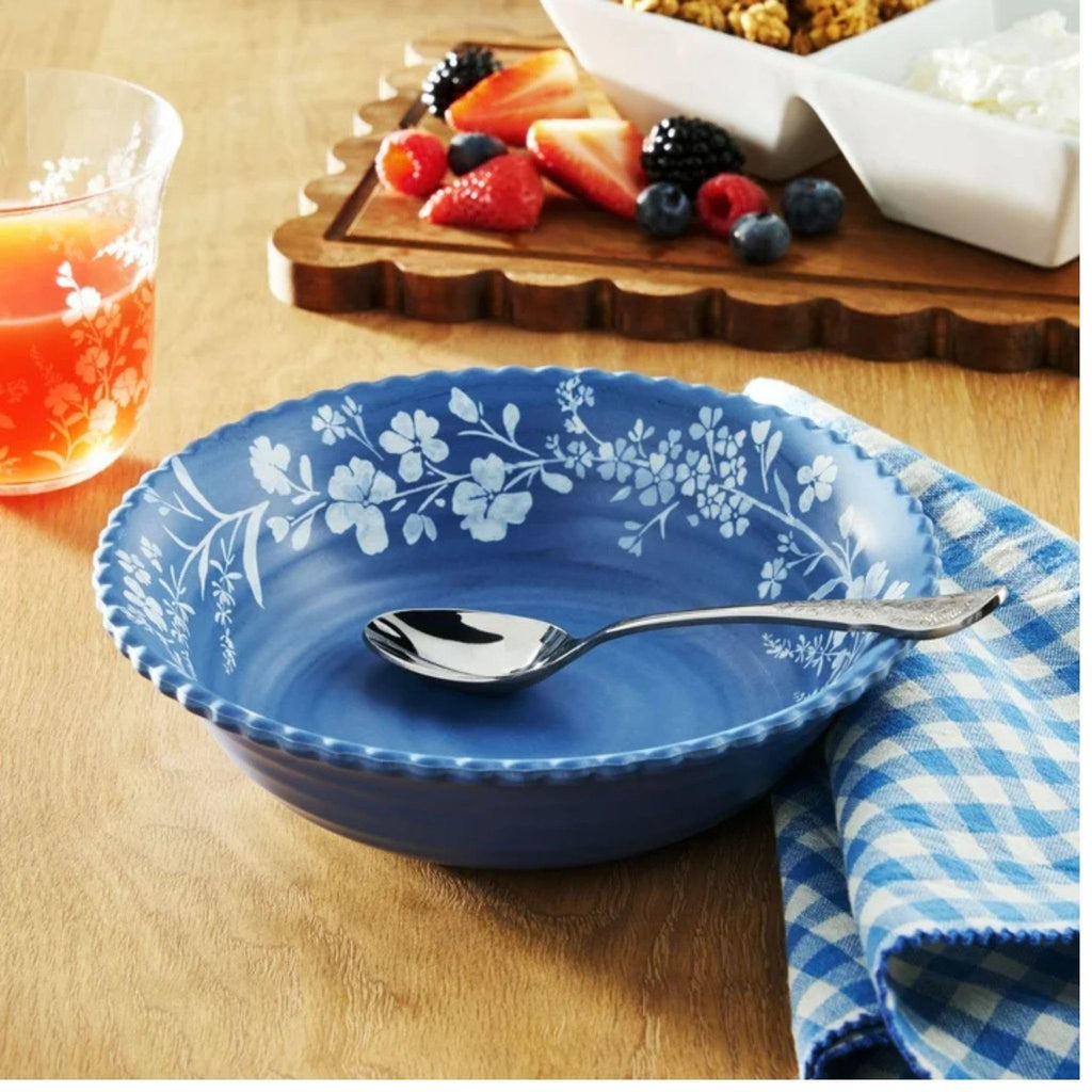 12-Piece Bamboo Melamine Dinnerware Set, Service for 4, Blue B417
