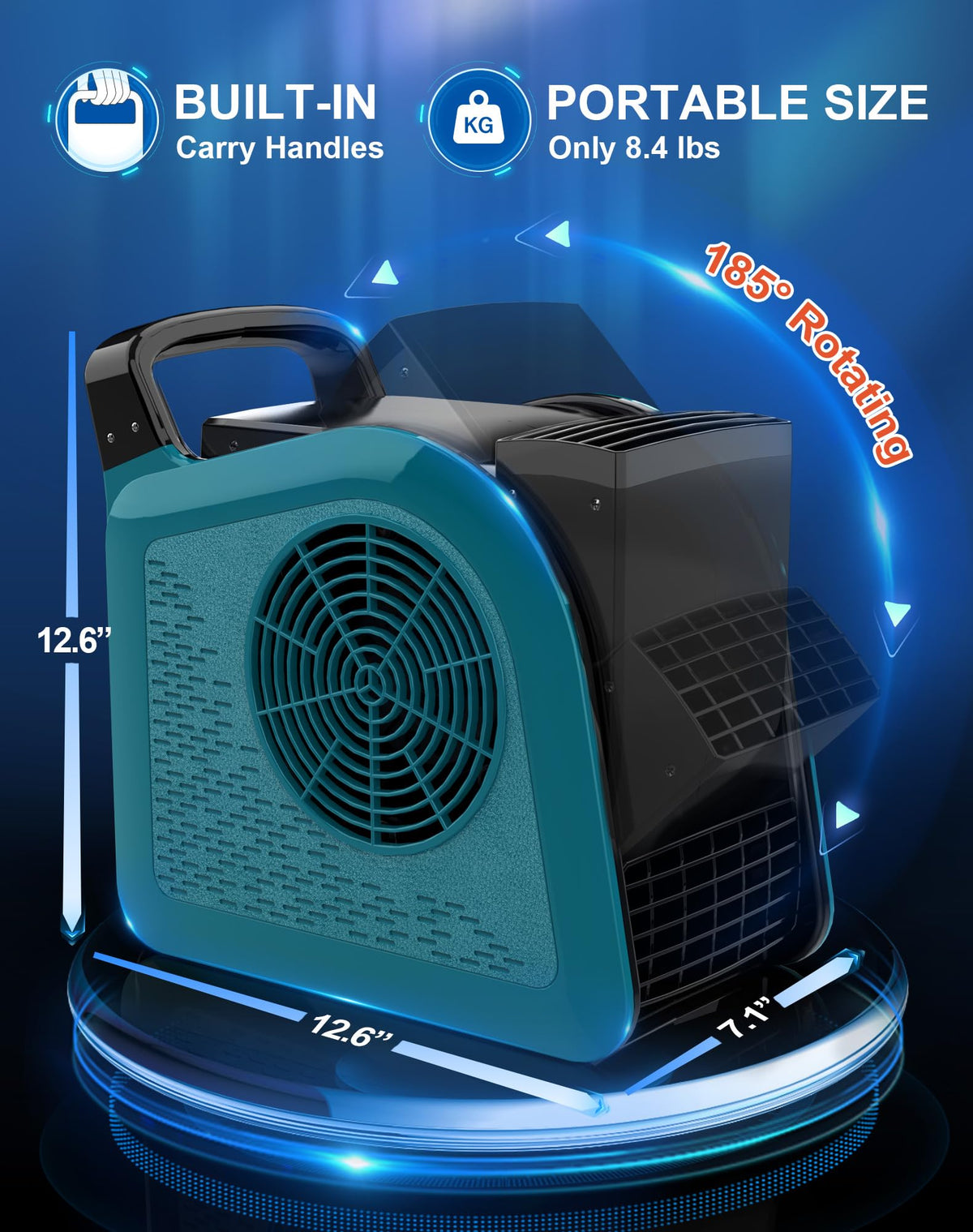 Blue 355CFM 3 Speed Air Mover Blower Fan with 2 Outlets I26229