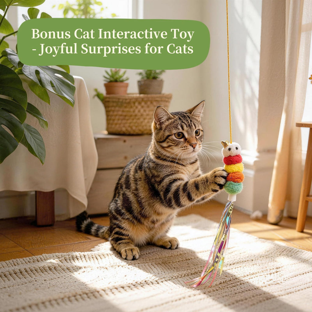 Cat Grass Kit with 5 Packets of Seeds, Wooden Planter, 6 Soil Discs, Trimming Scissors, Spray Bottle, and Mini Tools W53795