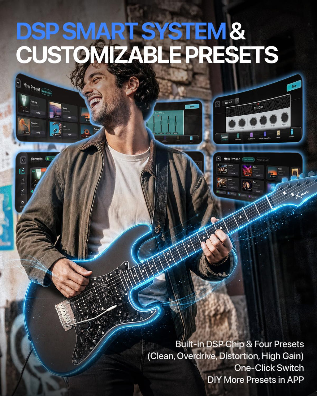 39" Smart Electric Guitar with Built-in 4 Effects S4466
