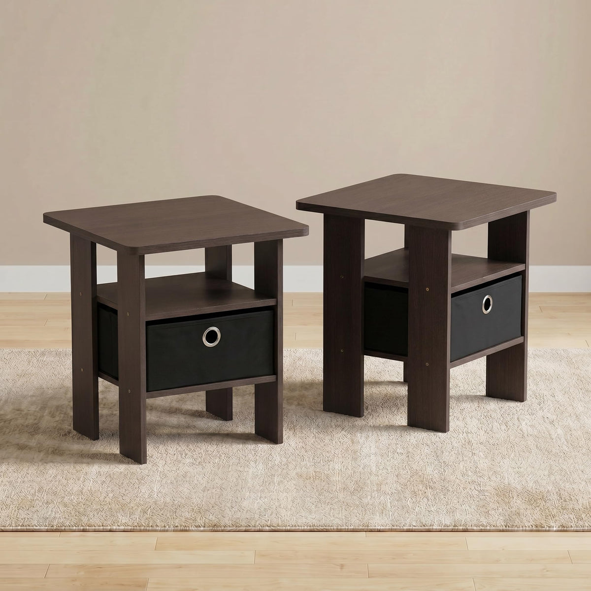 Brown 3-Tier Square Side Table Set of 2 Z31481