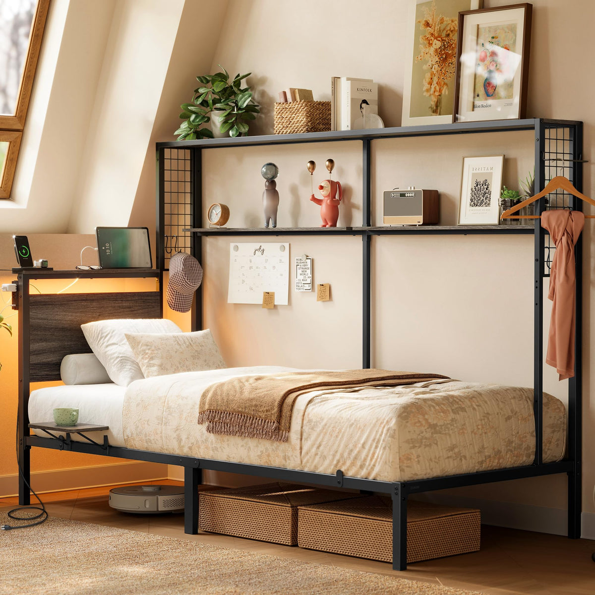Twin Size Metal Bed Frame with Headboard L1957